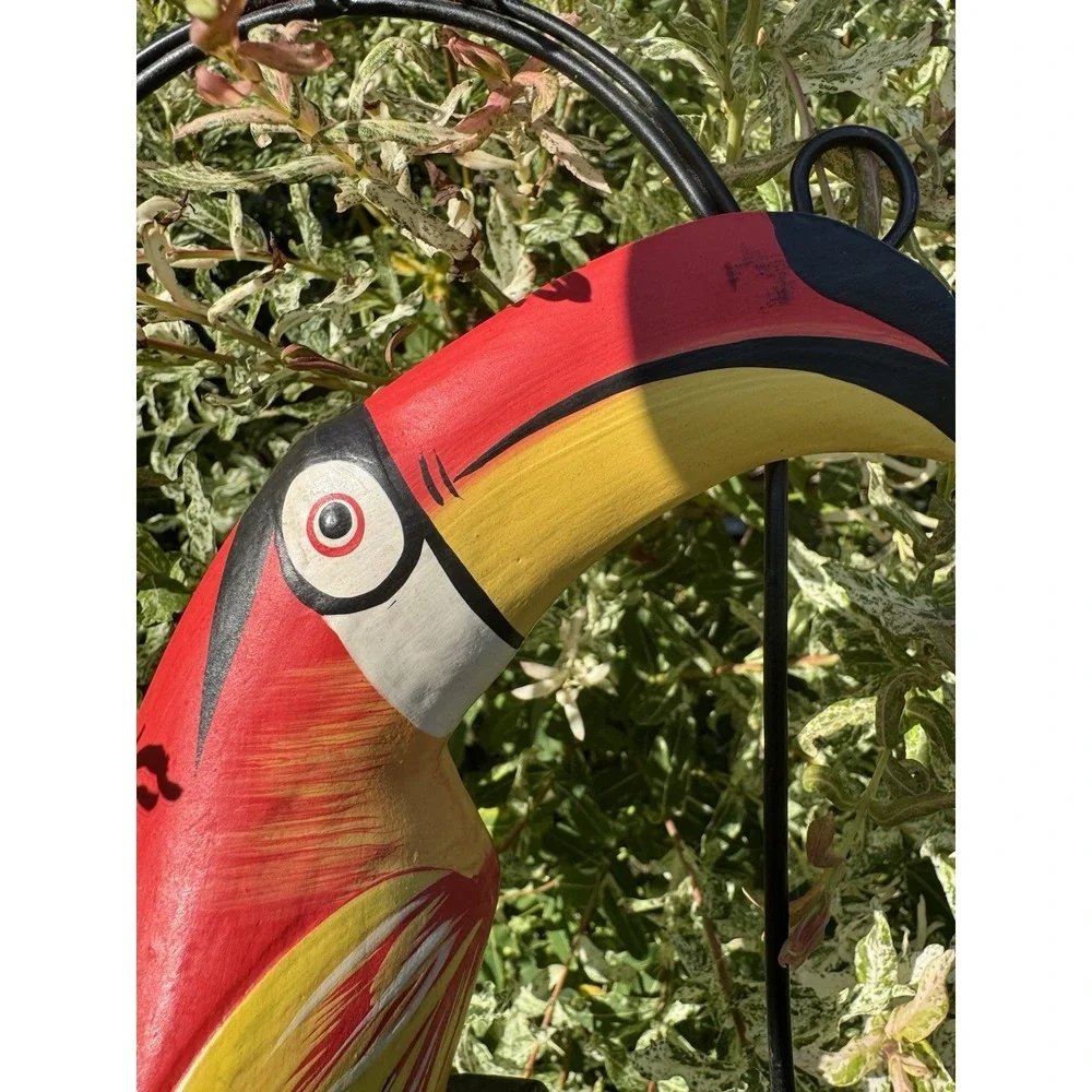 Red Toucan Yellow HANGING Talavara Jungle WOOD Tropical HAND CARVED PAINTED VTG